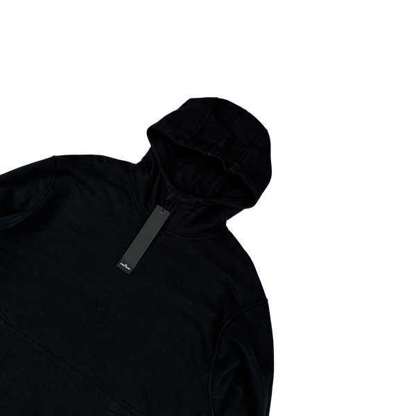 Stone Island 2023 Black Spellout Embroidered Pullover Hoodie - Small