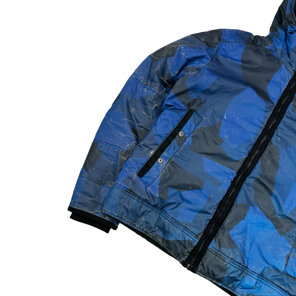 Stone Island 2012 Blue Fleece Lined 30th Anni Camo Reflective Jacket - Large