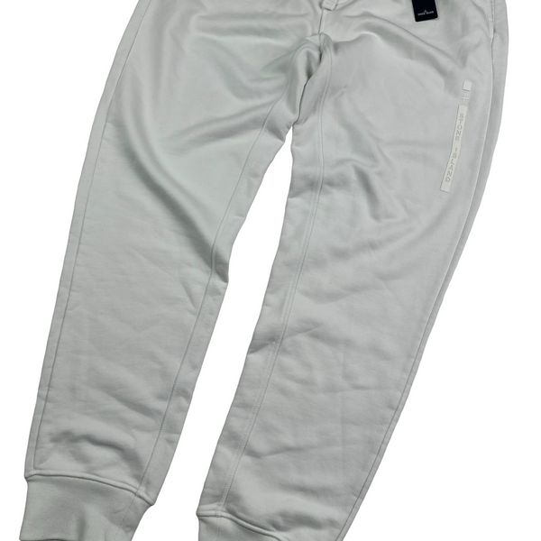 Stone Island 2022 White Spellout Tracksuit Bottoms - Medium
