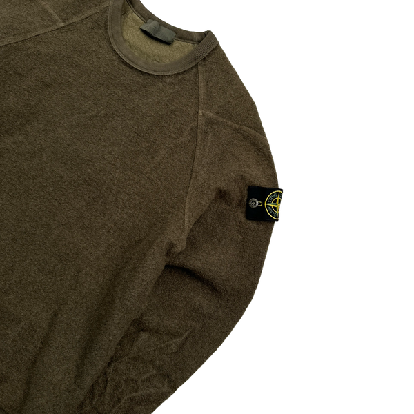 Stone Island 2020 Khaki Wool Ghost Crewneck Sweatshirt - XL