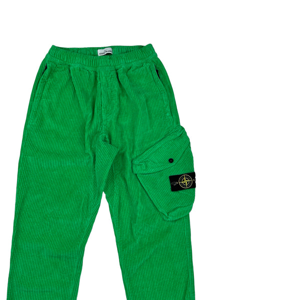 Stone Island 2021 Green Jumbo Corduroy Cargo Trousers - 30"