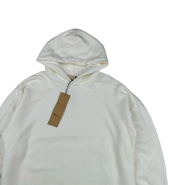 Ten C White Cotton Hoodie - Large