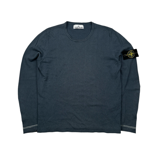 Stone Island 2018 Navy Fine Knit Cotton Crewneck Jumper - Small