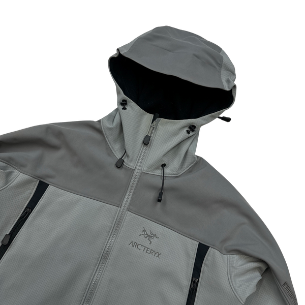 Arcteryx Grey Grid Check Hooded Soft Shell Jacket -Large