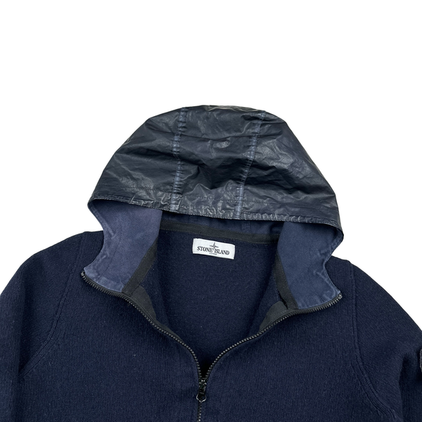 Stone Island 2013 Navy Thick Knitted Wool Nylon Hood Jumper - Small