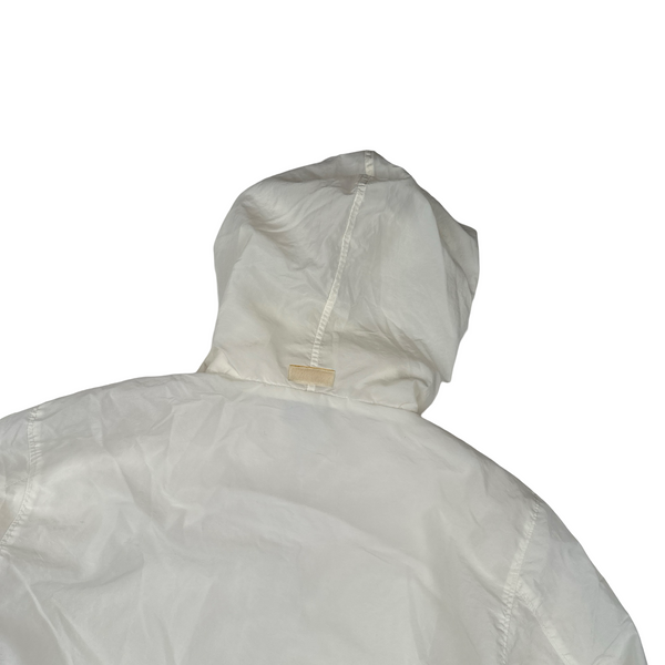 CP Company 2001 Vintage White Nylon Badge Zipped Hooded Jacket - Small