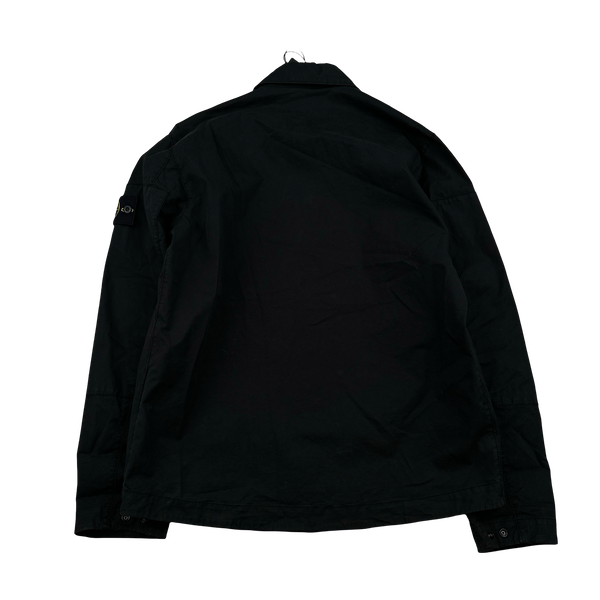 Stone Island 2024 Black Cotton Twill Overshirt - Small