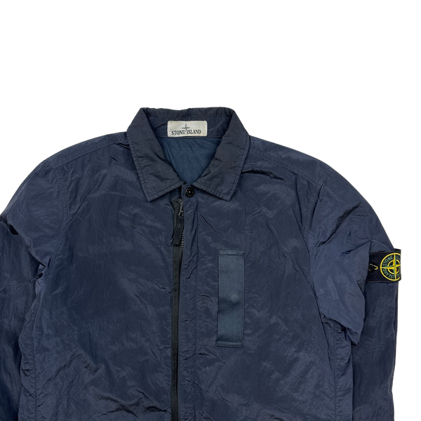 Stone Island Navy Nylon Metal Shimmer Overshirt - Small