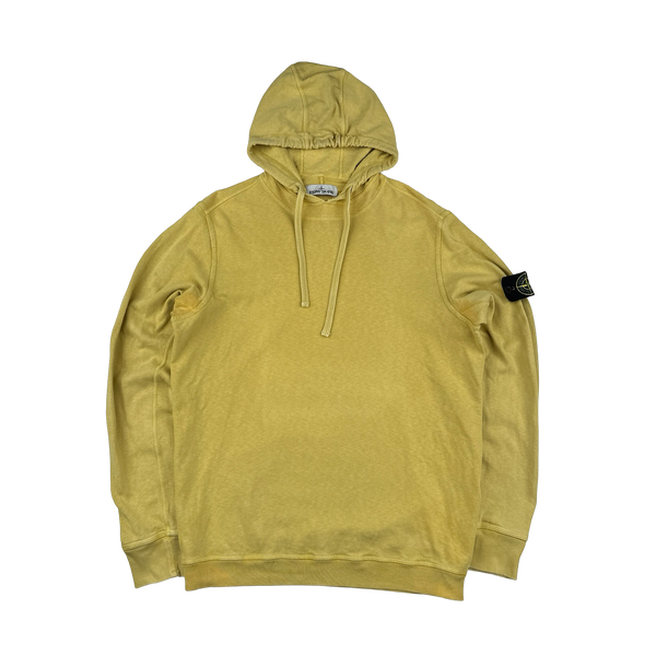 Stone Island Yellow Cotton Pullover Hoodie - XL
