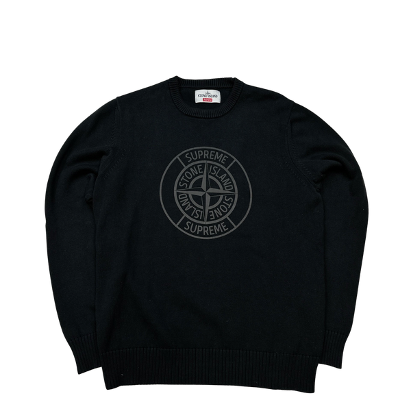 Stone Island x Supreme Thick Cotton Reflective Spellout Knit Jumper - Medium