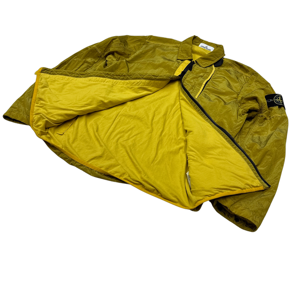 Stone Island Yellow Shimmer Nylon Metal Overshirt - Large