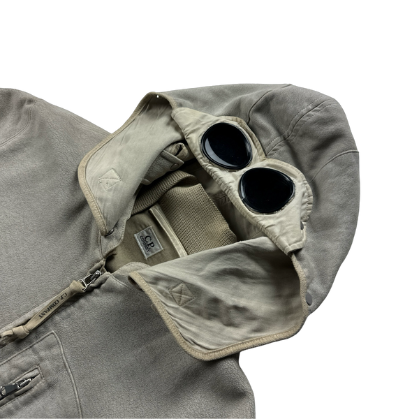CP Company 2004 Vintage Cream Hand Painted Mole Skin Archive Goggle Jacket - XL