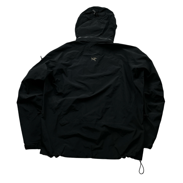 Arcteryx Black Goretex Asymmetric Windbreaker Jacket - Large