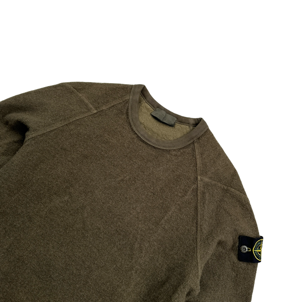 Stone Island 2020 Khaki Wool Ghost Crewneck Sweatshirt - XL