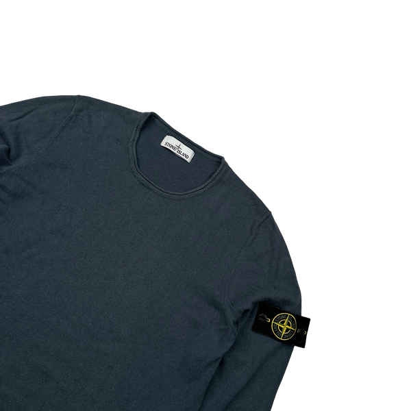 Stone Island 2018 Navy Fine Knit Cotton Crewneck Jumper - Small