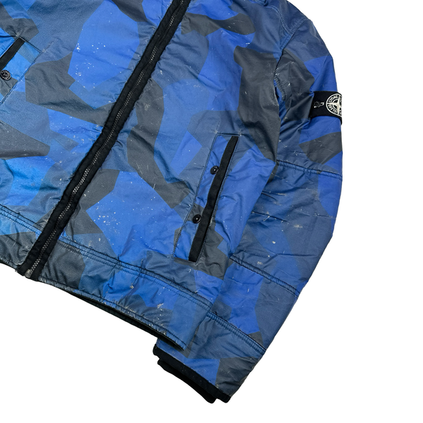 Stone Island 2012 Blue Fleece Lined 30th Anni Camo Reflective Jacket - Large
