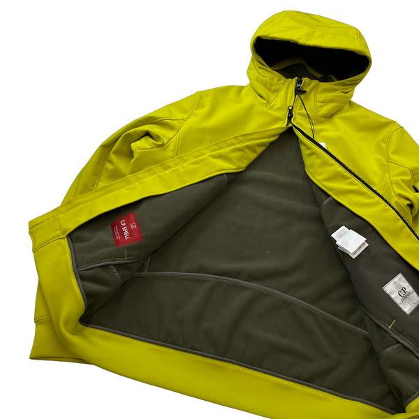 CP Company Neon Yellow Soft Shell R Fleece Lined Hooded Jacket - XXL