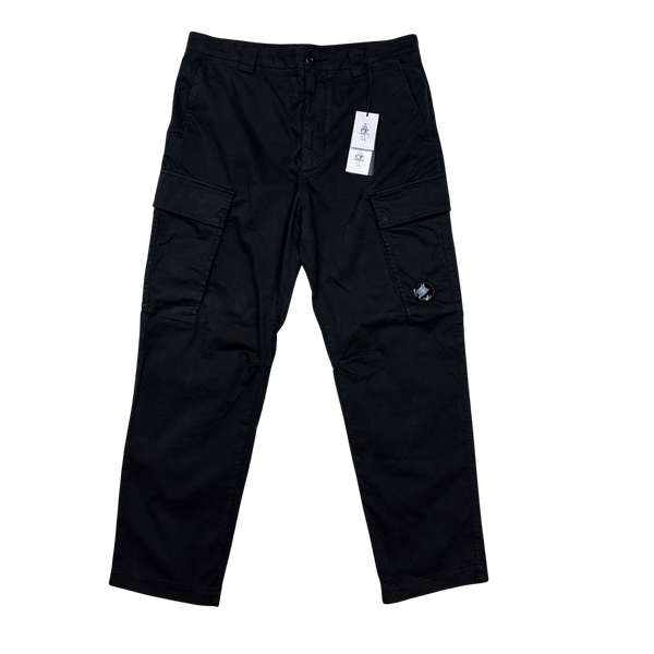 CP Company Black Cotton Loose Fit Cargo Trousers - 36"