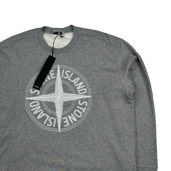 Stone Island 2023 Grey Embroidered Compass Jumper - XL