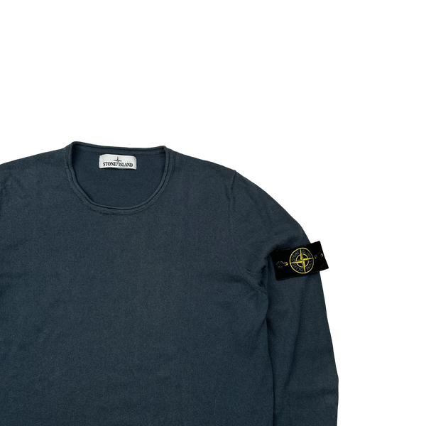 Stone Island 2018 Navy Fine Knit Cotton Crewneck Jumper - Small