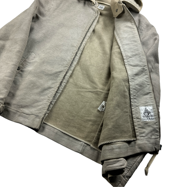CP Company 2004 Vintage Cream Hand Painted Mole Skin Archive Goggle Jacket - XL