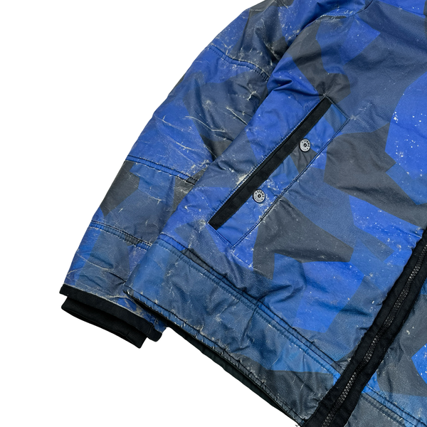 Stone Island 2012 Blue Fleece Lined 30th Anni Camo Reflective Jacket - Large
