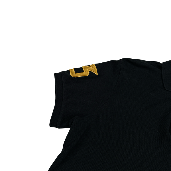 Ralph Lauren Black Cotton Gold Embroidered Big Logo Polo Shirt - Medium