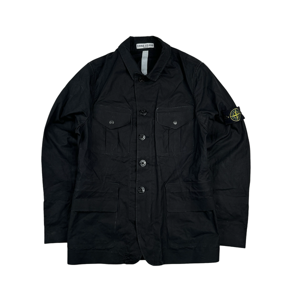 Stone Island 2007 Black Cotton Ventile Buttoned Blazer Jacket - Small