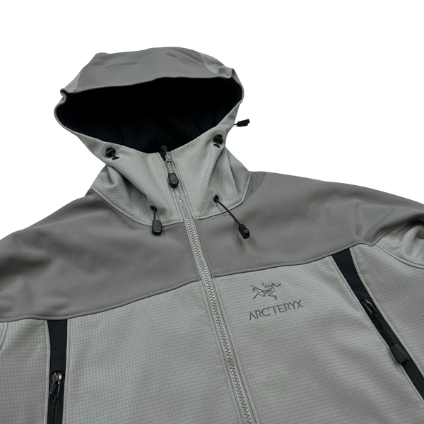 Arcteryx Grey Grid Check Hooded Soft Shell Jacket -Large