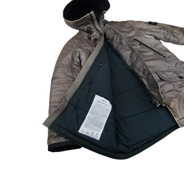 Stone Island 2012 Brown Thermo Reflective Hooded Parka Jacket - Small