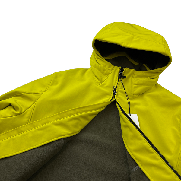 CP Company Neon Yellow Soft Shell R Fleece Lined Hooded Jacket - XXL