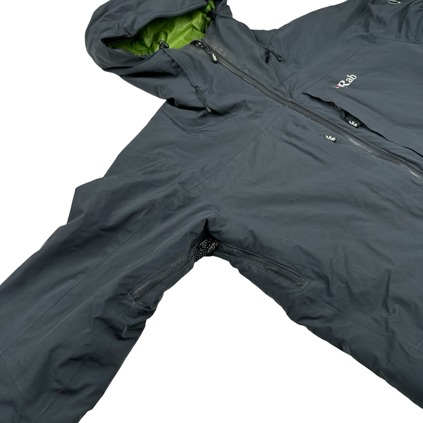 RAB Extreme Green/Grey Event Zipped Quilted Waterproof Rain Jacket - Small