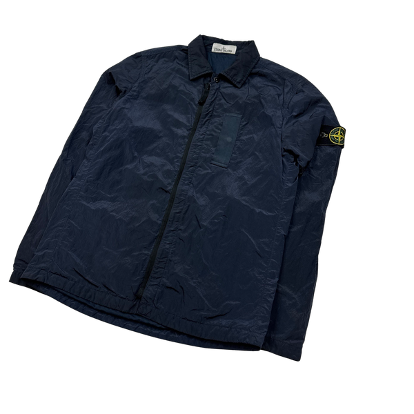 Stone Island Navy Nylon Metal Shimmer Overshirt - Small