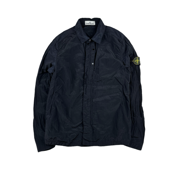 Stone Island Navy Blue Nylon Metal Shimmer Overshirt - Medium