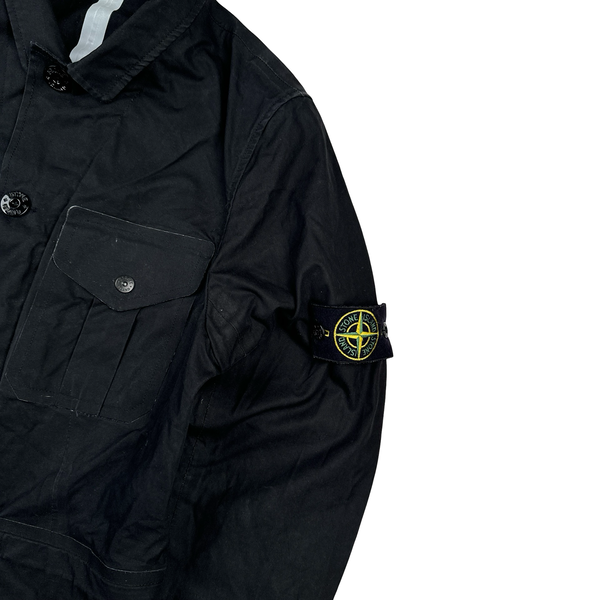 Stone Island 2007 Black Cotton Ventile Buttoned Blazer Jacket - Small