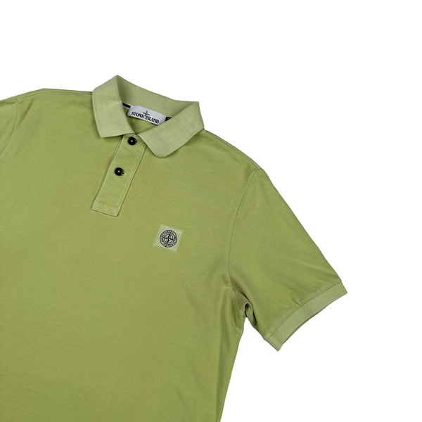 Stone Island Yellow Green Polo Top - Large