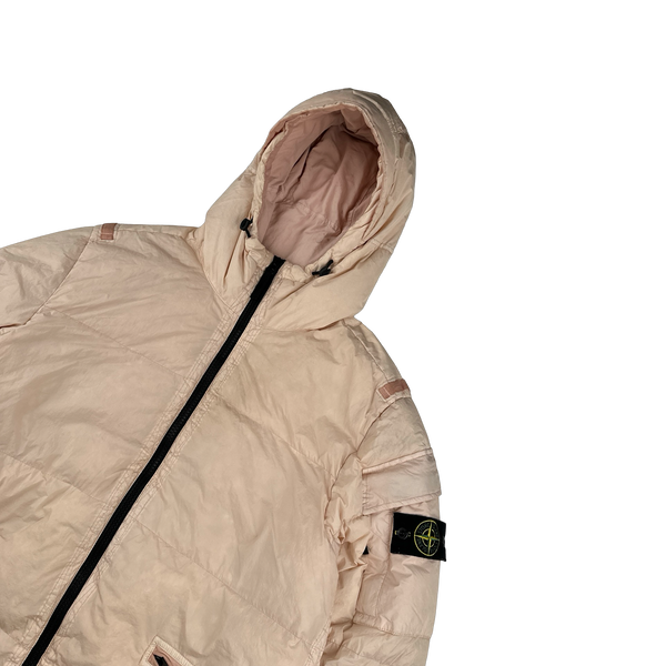 Stone Island 2022 Peach Crinkle R-NY Down Puffer Jacket - Large