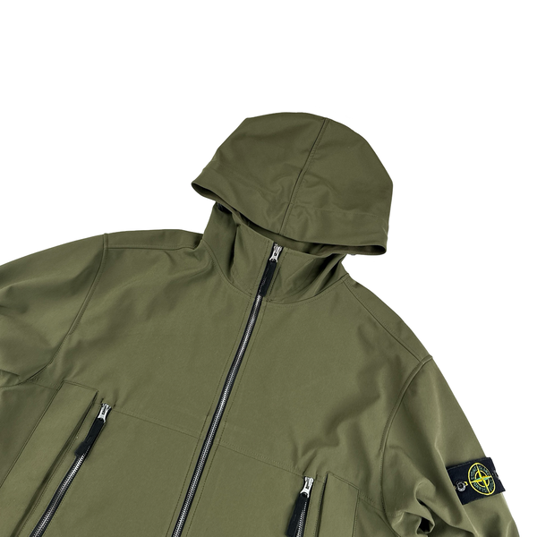 Stone island soft shell r olive sales
