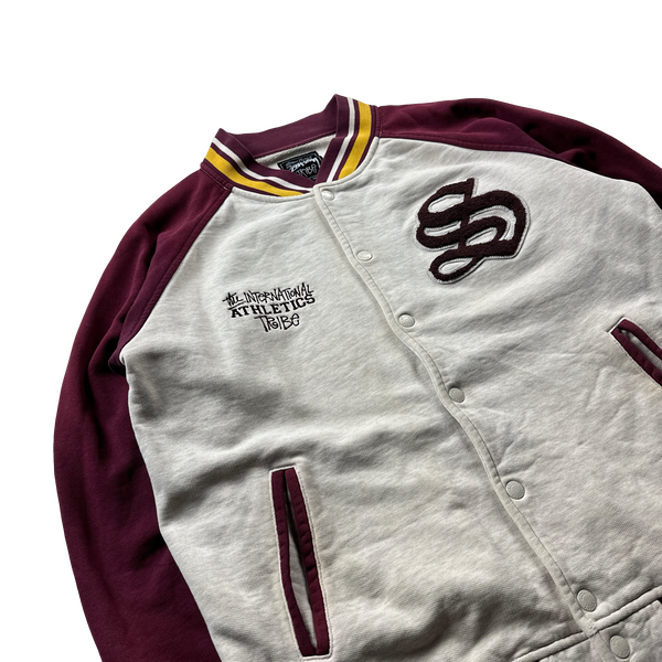 Stussy Red Patched Varsity Jacket - Large