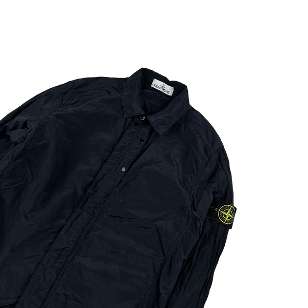 Stone Island Navy Blue Nylon Metal Shimmer Overshirt - Medium