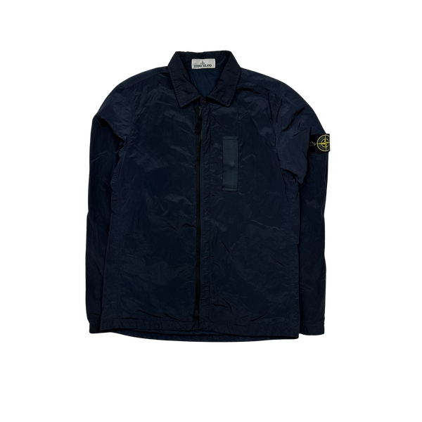 Stone Island Navy Nylon Metal Shimmer Overshirt - Small