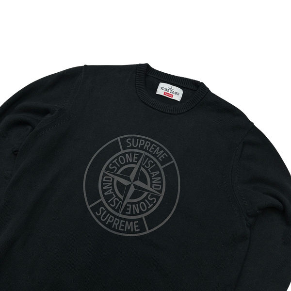 Stone Island x Supreme Thick Cotton Reflective Spellout Knit Jumper - Medium