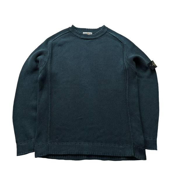 Stone Island Vintage 2001 Blue Cotton Knit Pullover - XXL – Mat's 