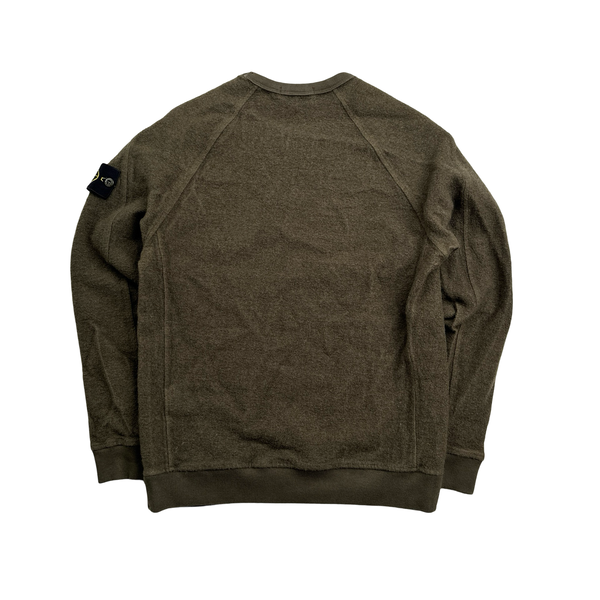 Stone Island 2020 Khaki Wool Ghost Crewneck Sweatshirt - XL