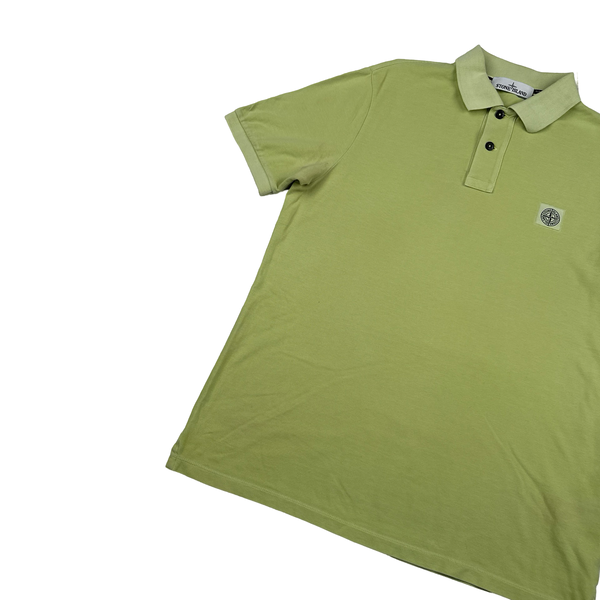 Stone Island Yellow Green Polo Top - Large