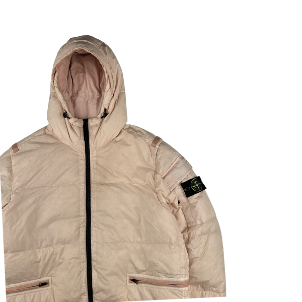 Stone Island 2022 Peach Crinkle R-NY Down Puffer Jacket - Large