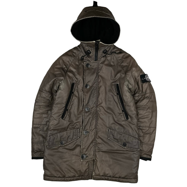 Stone Island 2012 Brown Thermo Reflective Hooded Parka Jacket - Small