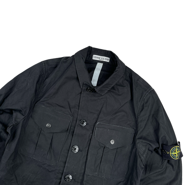 Stone Island 2007 Black Cotton Ventile Buttoned Blazer Jacket - Small