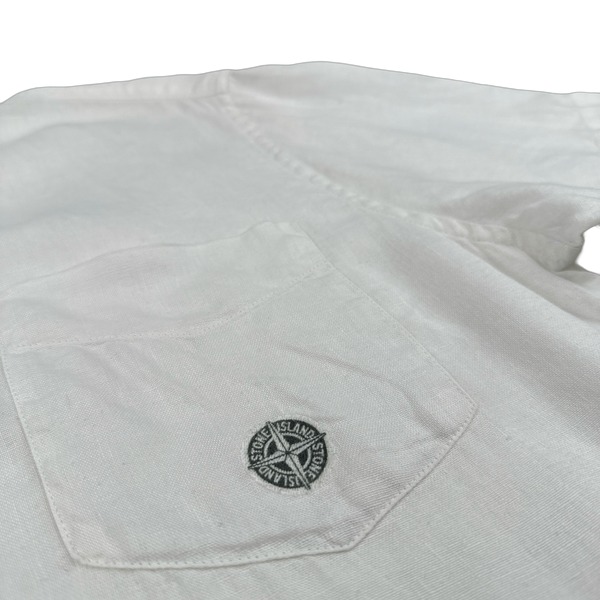 Stone Island Vintage White Compass Linen Shirt - Medium