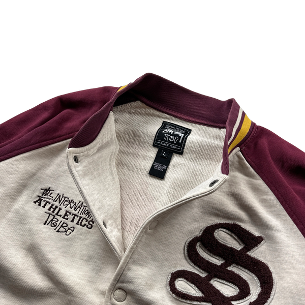Stussy Red Patched Varsity Jacket - Large